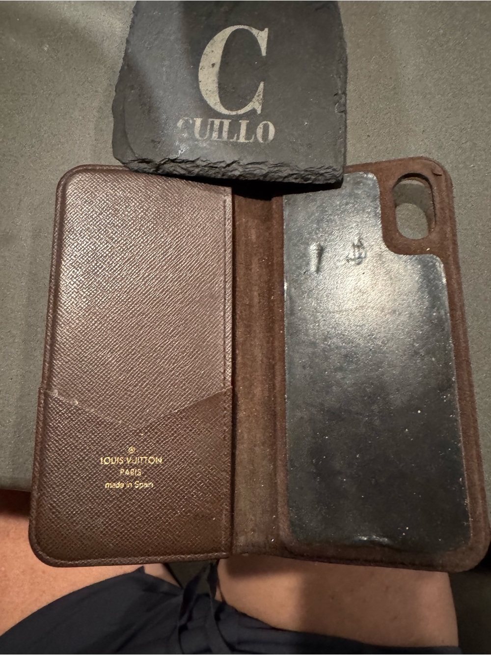Louis Vuitton Brown Saffiano Leather Folio Phone Case